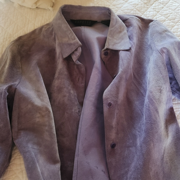 Express World Brand 100% Genuine Leather button up blouse, sz M-7/8 (Faded Now!) - Picture 15 of 17
